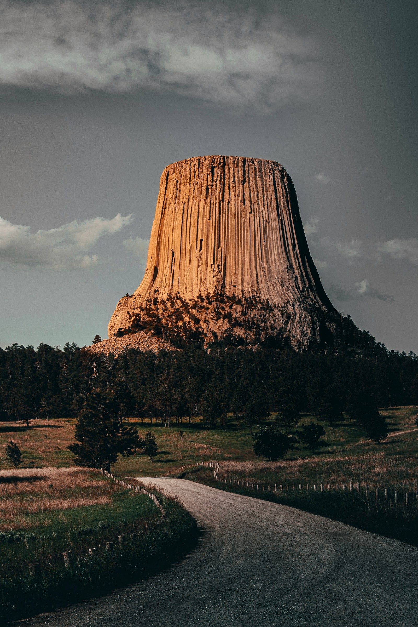 Devils Tower National Monument in northeast Wyoming, the volcanic plug rising from the plains.